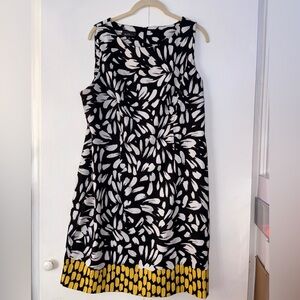 Black and White Floral Dress with Yellow Accents